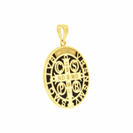 Pingente Ouro 18K Medalha de São Bento Aplique de Resina 2,5cm