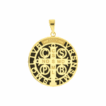 Pingente Ouro 18K Medalha de São Bento Aplique de Resina 2,5cm