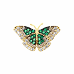 Pingente Borboleta com Zircônia Verde em Ouro 18K