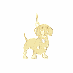 Pingente de Ouro 18K Cachorro Dachshund com Brilhante