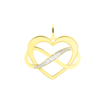 Pingente de Ouro 18K Coração com Infinito e Diamantes