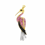 Pingente Flamingo com Zirconias Coloridas Ouro 18K