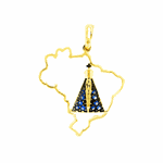 Pingente Nossa Senhora Aparecida Padroeira Brasil Ouro 18K