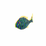 Pingente de Ouro 18K Peixe com Zirconias Coloridas