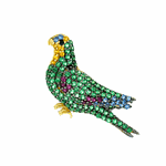Pingente Papagaio com Zirconias Coloridas Ouro 18K