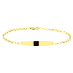 Pulseira Infantil de Ouro 18K com Chapa Malha Portuguesa