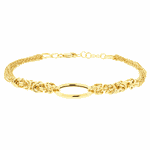 Pulseira de Ouro 18K Feminina Trabalhada Elos Entrelaçados