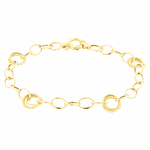 Pulseira de Ouro 18K Feminina Elos Ovais Pequenos e Redondos Duplos