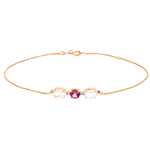 Pulseira Feminina em Ouro Rosé 18K com pedras de Quartzo Rosa, Turmalina Rosa e Brilhantes