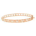 Bracelete de Ouro Rosé 18K com Flores Diamantadas