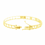 Bracelete de Ouro 18K com Flores Diamantadas