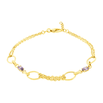 Pulseira Feminina de Ouro 18K com Pedras de Zircônia Lilás