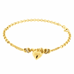 Pulseira Feminina de Ouro 18K Pingente de Coração Pequeno