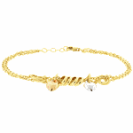 Pulseira Feminina de Ouro 18K Corações Pendentes