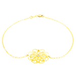 Pulseira Feminina de Ouro 18K com Flor e Brilhantes