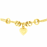 Pulseira Feminina de Ouro 18K Coração Pendente