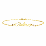 Pulseira Infantil Nome Personalizado com Rubis em Ouro 18K