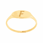 Anel Dedinho Letra F Ouro 18K Chapa Oval 