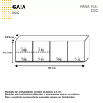 Armário Aéreo Cozinha em aço Gaia Flat Branco 200 - Cozimax