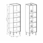 Paneleiro Cozinha Aço Flat Branco Com Preto 60X214 - COZIMAX 