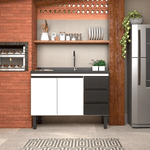 Gabinete Cozinha Aço Netuno Flat Branco Com Preto 120 - COZIMAX