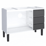Gabinete Cozinha Aço Netuno Flat Branco Com Preto 120 - COZIMAX