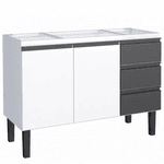 Gabinete Cozinha Aço Netuno Flat Branco Com Preto 120 - COZIMAX
