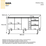 Gabinete Cozinha Aço Gaia Flat Branco 200 - COZIMAX