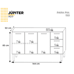 Gabinete Cozinha Aço Júpiter Flat Branco 150 - COZIMAX