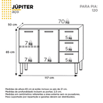 Gabinete Cozinha Aço Júpiter Flat Cinza 120 - COZIMAX