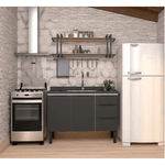 Gabinete Cozinha Aço Júpiter Flat Preto 120 - COZIMAX