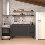 Gabinete Cozinha Aço Júpiter Flat Preto 150 - COZIMAX
