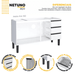 Gabinete Cozinha Aço Netuno Flat Branco 150 - COZIMAX