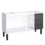 Gabinete Cozinha Aço Netuno Flat Branco Com Preto 150 - COZIMAX