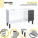 Gabinete Cozinha Aço Netuno Flat Branco Com Preto 150 - COZIMAX