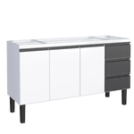 Gabinete Cozinha Aço Netuno Flat Branco Com Preto 150 - COZIMAX