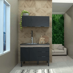 Gabinete Cozinha MDF Flamingo Tamarindo Com Preto 120 - COZIMAX