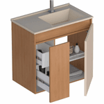 Kit Gabinete Banheiro MDF Camomila 60 Jequitibá / Areia - COZIMAX