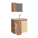 Kit Gabinete Banheiro MDF Camomila 60 Jequitibá / Areia - COZIMAX