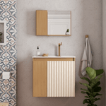 Kit Gabinete Banheiro MDF Camomila 60 Jequitibá / Areia - COZIMAX