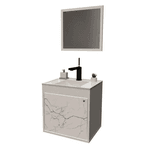 Kit Gabinete De Banheiro Canis Branco/Marmorizado 37cm - CEROCHA