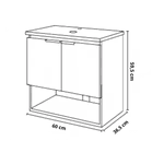 Kit Gabinete Banheiro Aço Pequi Preto 60 C/Tampo MDF + Espelheira + Cuba Branca - COZIMAX