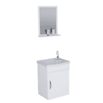 Kit Gabinete Banheiro MDF Siena Branco Suspenso 39 - A.J. RORATO