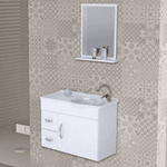 Kit Gabinete Banheiro MDF Siena Branco Suspenso 55,5 - A.J. RORATO