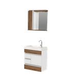 Kit Gabinete Banheiro Napole Suspenso 59,5 Nogal