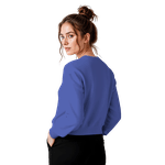 Blusa Moletom Careca Lisa Premium Slim Algodão Mácio Azul Royal