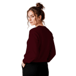 Blusa Moletom Careca Lisa Premium Slim Algodão Mácio Bordo