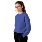 Blusa Moletom Careca Lisa Premium Slim Algodão Mácio Azul Royal