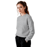 Blusa Moletom Careca Lisa Premium Slim Algodão Mácio Cinza