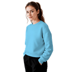 Blusa Moletom Careca Lisa Premium Slim Algodão Mácio Azul Bebe